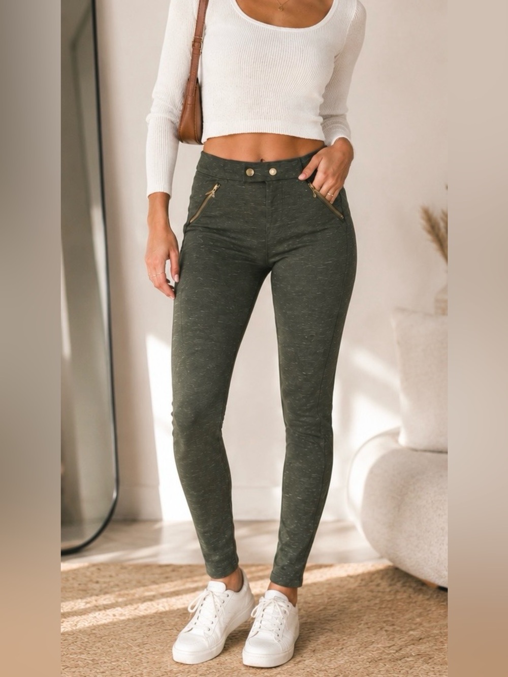 Rewind Olive Green Moto Style Jeggings XS